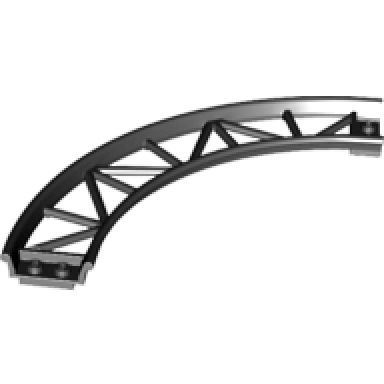 black train track roller coaster curve 90 degrees