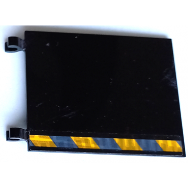 black flag 6 x 5 with dark bluish gray and yellow danger stripes and tire marks pattern model left side sticker - set 42106