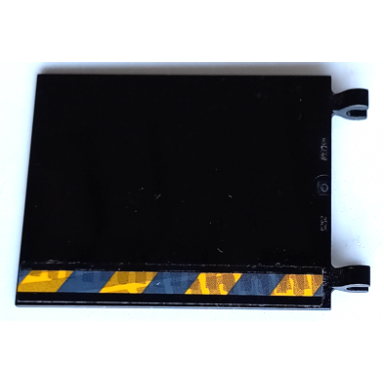 black flag 6 x 5 with dark bluish gray and yellow danger stripes and tire marks pattern model right side sticker - set 42106