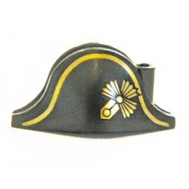 black minifigure headgear hat pirate bicorne with gold captain pattern
