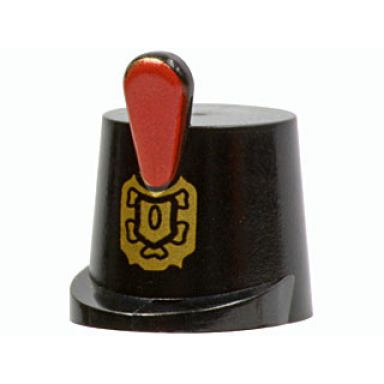 black minifigure headgear hat imperial guard shako with red plume and gold emblem pattern