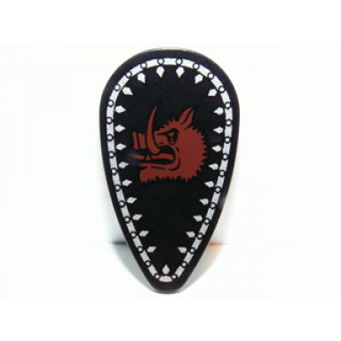 minifigure shield oval with boar head and silver border pattern