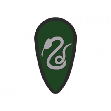 black minifigure shield oval with hp slytherin snake pattern