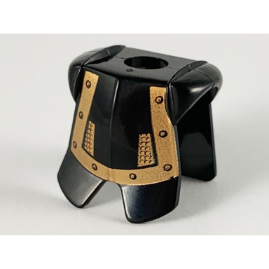 black minifigure armor breastplate with leg protection with karzon copper studs and chain mail pattern
