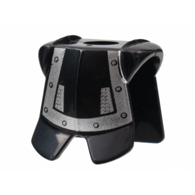 black minifigure armor breastplate with leg protection with dracus silver studs and chain mail pattern