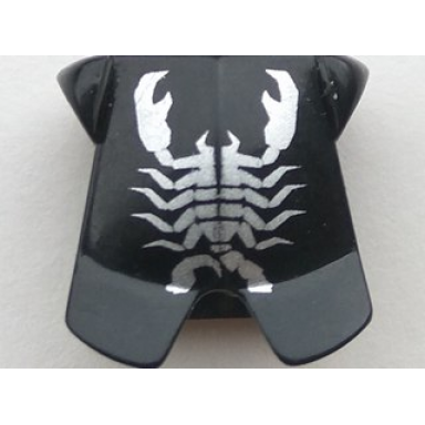 black minifigure armor breastplate with leg protection with vladek scorpion silver pattern