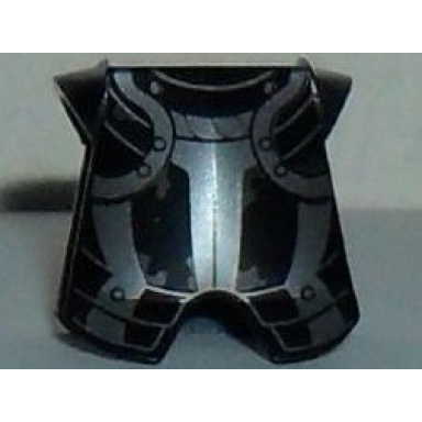 black minifigure armor breastplate with leg protection with kingdoms silver pattern