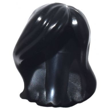 black mini doll hair female long parted on side swept back over forehead hole on top