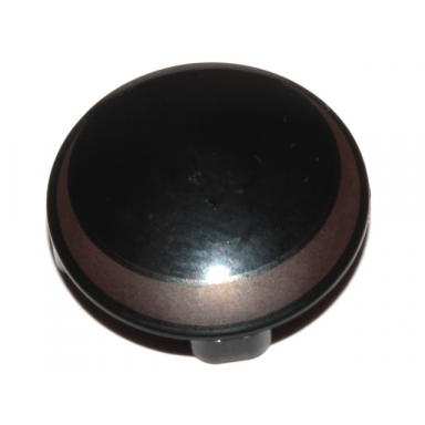 black plate round 2 x 2 with rounded bottom boat stud with dark tan crescent pattern