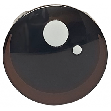 plate round 2 x 2 with rounded bottom boat stud with white pupil and circle and dark brown crescent pattern sw din grogu the child baby yoda eye