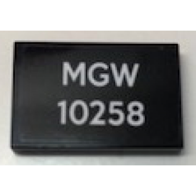 black tile 2 x 3 with white mgw 10258 on black background pattern sticker - set 10258