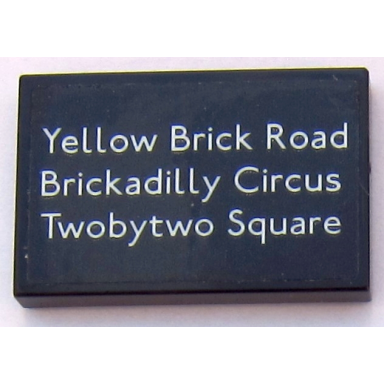 black tile 2 x 3 with white yellow brick road brickadilly circus and twobytwo square pattern sticker - set 10258