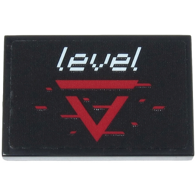 black tile 2 x 3 with white level dark red v stripes and pixels pattern sticker - set 71712