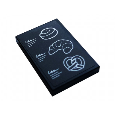 black tile 2 x 3 with menu roll croissant and pretzel pattern sticker - set 60306