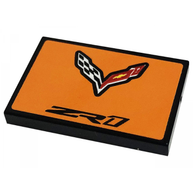 black tile 2 x 3 with chevrolet logo and black zr1 pattern sticker - set 42093