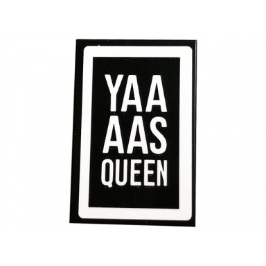 black tile 2 x 3 with yaa aas and queen with white border pattern sticker - set 10291