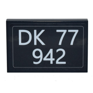 black tile 2 x 3 with license plate white dk 77 942 pattern sticker - set 77942