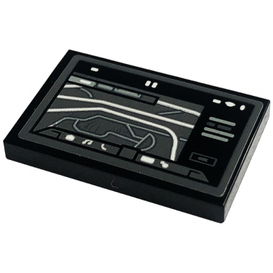 black tile 2 x 3 with gps map screen pattern sticker - set 42126