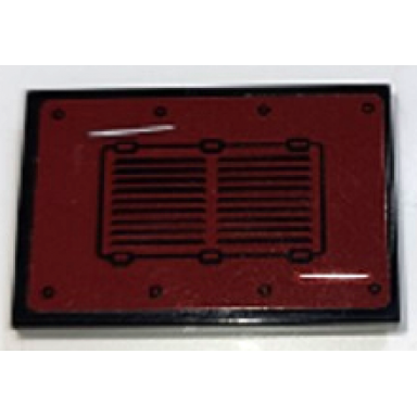 black tile 2 x 3 with black vent and 2 white scratches on dark red background pattern sticker - set 70424
