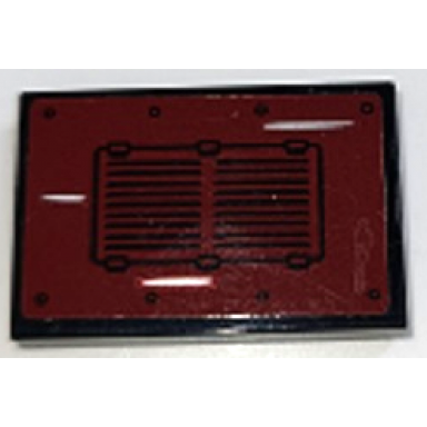 black tile 2 x 3 with black vent and 3 white scratches on dark red background pattern sticker - set 70424