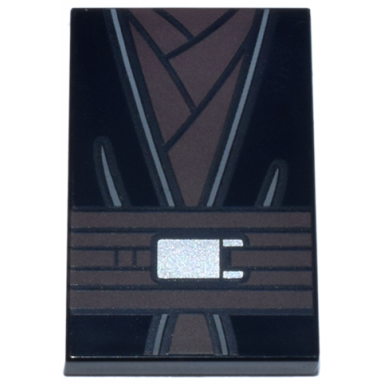 black tile 2 x 3 with sw jedi robe dark brown layers and belt with silver buckle pattern brickheadz anakin skywalker torso