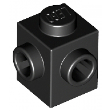 black brick modified 1 x 1 with studs on 2 sides adjacent
