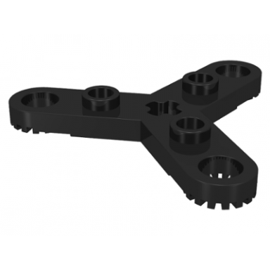 black technic plate rotor 3 blade with toothed ends and 3 studs propeller