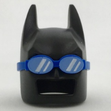 black minifigure headgear mask batman cowl angular ears pronounced brow with blue goggles pattern