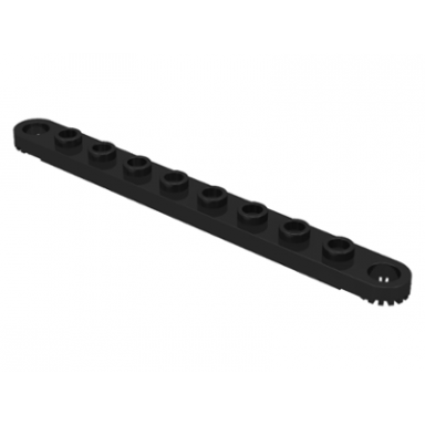 black technic plate 1 x 10 with toothed ends