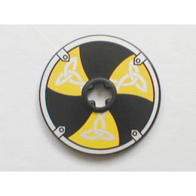 technic disk 3 x 3 with viking shield black yellow 6 section pattern sticker - sets 7016 7019