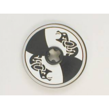 black technic disk 3 x 3 with viking shield black white section and black serpent pattern sticker - set 7017