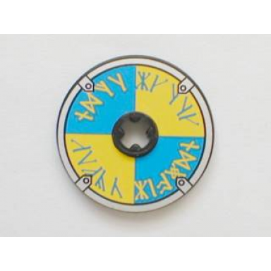 black technic disk 3 x 3 with viking shield blue yellow rune pattern sticker - set 7017