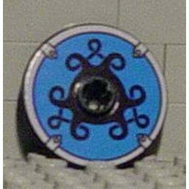 black technic disk 3 x 3 with blue viking shield with black celtic knots pattern sticker - gear g577
