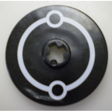 black technic disk 3 x 3 with white circles on black background pattern sticker - set 7694