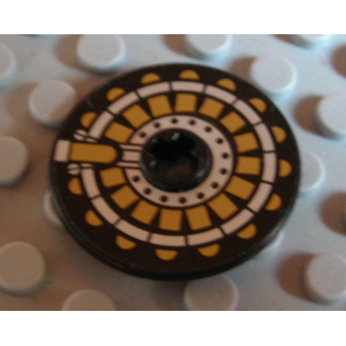 black technic disk 3 x 3 with gold on black pattern sticker - set 8103