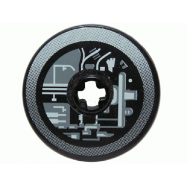 black technic disk 3 x 3 with machinery pattern 2 sticker - set 4504