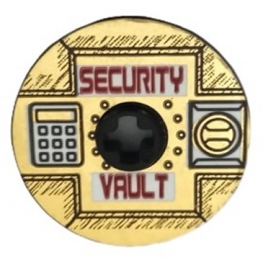 black technic disk 3 x 3 with dark red security vault on gold background pattern sticker - set 8107