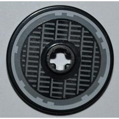 black technic disk 3 x 3 with sw millennium falcon grille and light bluish gray outline pattern sticker - sets 7965 75105 75257