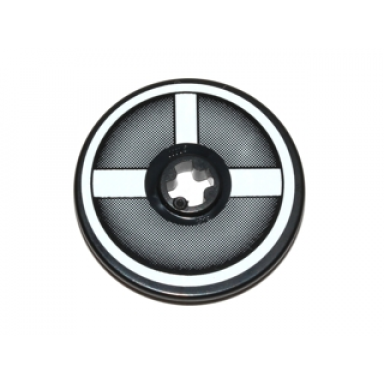 black technic disk 3 x 3 with 3 white radiating bars air intake to engine pattern sticker - set 75004