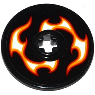 black technic disk 3 x 3 with red orange and white flames pattern model left side sticker - set 42046