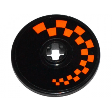 black technic disk 3 x 3 with orange checkered pattern model left side sticker - set 42048
