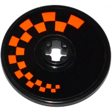 black technic disk 3 x 3 with orange checkered pattern model right side sticker - set 42048