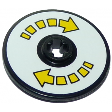black technic disk 3 x 3 with double yellow arrow segmented pattern sticker - set 10261