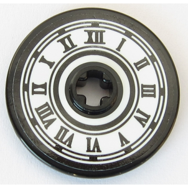 black technic disk 3 x 3 with hp kings cross clock face with roman numerals pattern sticker - set 75955