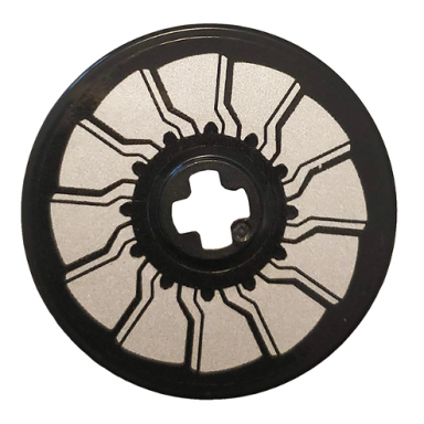 black technic disk 3 x 3 with silver rotor blades pattern sticker - set 76144