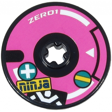 black technic disk 3 x 3 with white zero1 stripes and triangle blue ninja white ninja silhouette and plus sign pattern sticker - set 71710