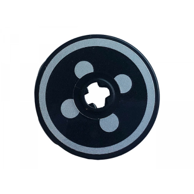 black technic disk 3 x 3 with circular stripe and four dots headlight pattern sticker - set 42110