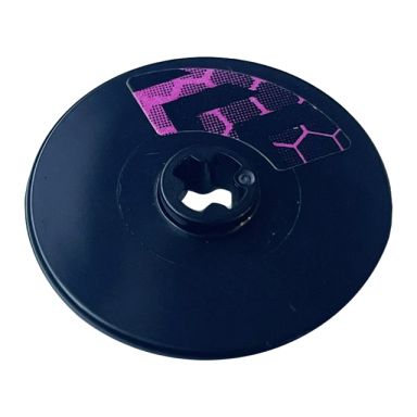 black technic disk 3 x 3 with chevrons and dark pink honeycomb pattern model left side sticker - set 42164