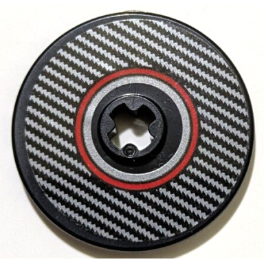 black technic disk 3 x 3 with silver carbon fiber and red circle pattern model left side sticker - set 42162