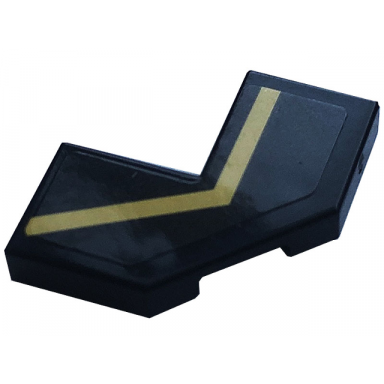 black tile modified facet 2 x 2 with gold stripe angled pattern model left side sticker - set 76899